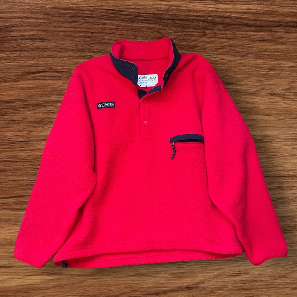 Columbia Vintage US Made Red Fleece Pullover XL 90s Hiking Outdoor Gorpcore